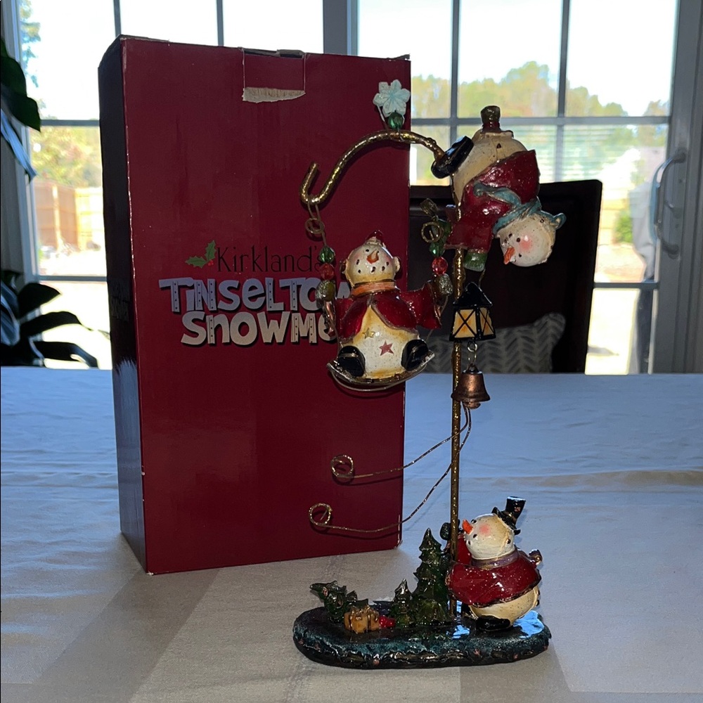 Kirkland Signature Tinsel Snowmen with Lantern - Red and Gold